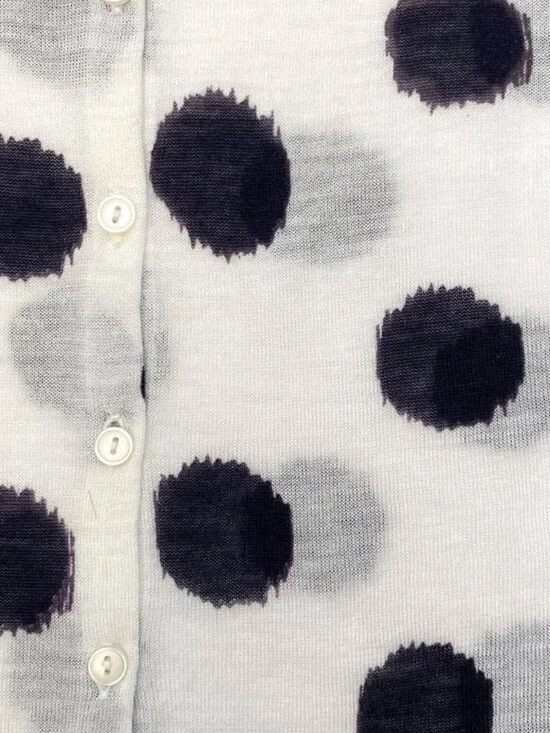 LOFT Black Ikat Dot White Sheer Cardi Size M - Picture 5 of 9